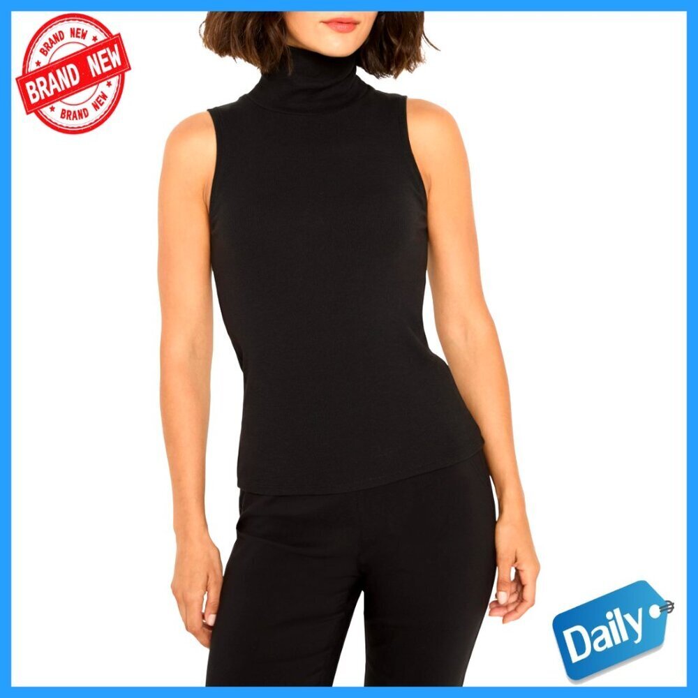 Fitted Knit Rib Turtleneck Tank Top, Sleeveless Pullover for Layering